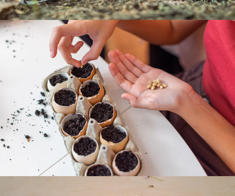 A parent and child learning together at home with hands-on materials