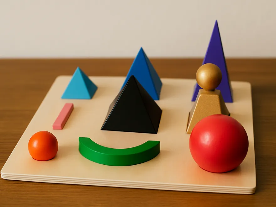 Montessori grammar blocks arranged for a hands-on language lesson